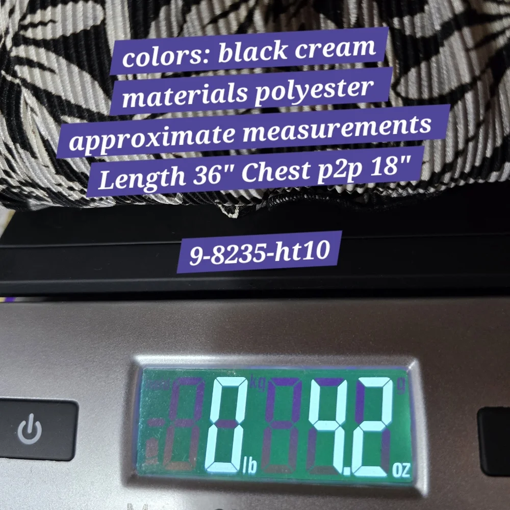 Notations Petite Medium PM Black Cream Leaf Pattern Sleeveless Dress - Picture 6 of 6